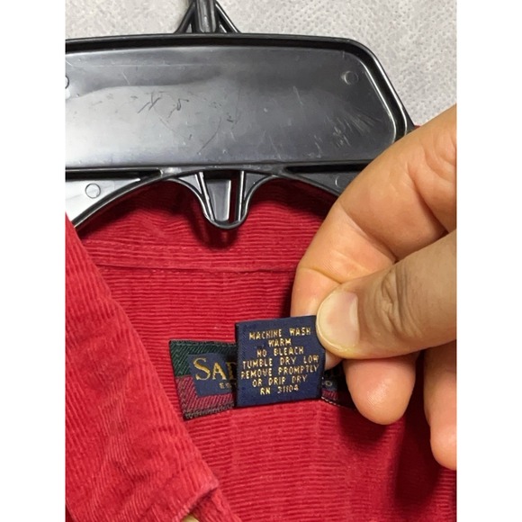 Saddlebred Shirt Men's XL Red Blaire Pinwale Corduroy Velvet‎ Button Up Academia - Picture 7 of 7